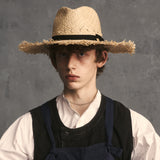 RAW EDGE RAFFIA HAT - Natural