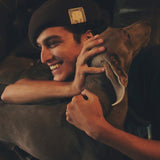 COTTON BIG BERET - Brown