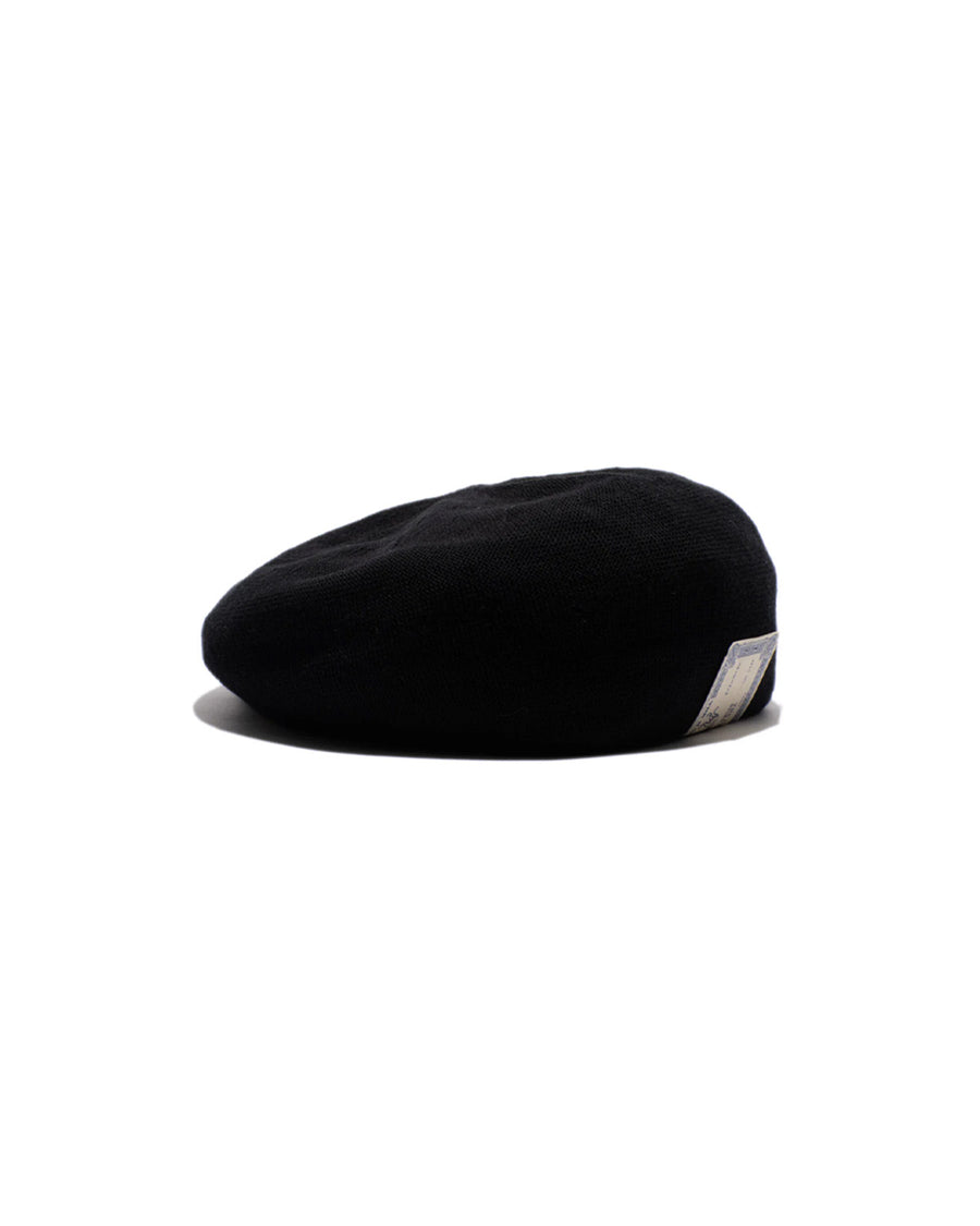 COTTON BIG BERET - Black