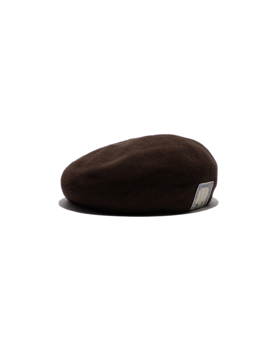 COTTON BIG BERET - Brown