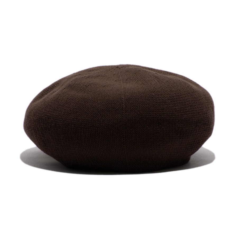 COTTON BIG BERET - Brown