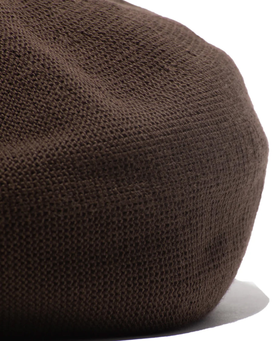 COTTON BIG BERET - Brown