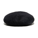 LEATHER WAPPEN FLUFFY BERET - 블랙