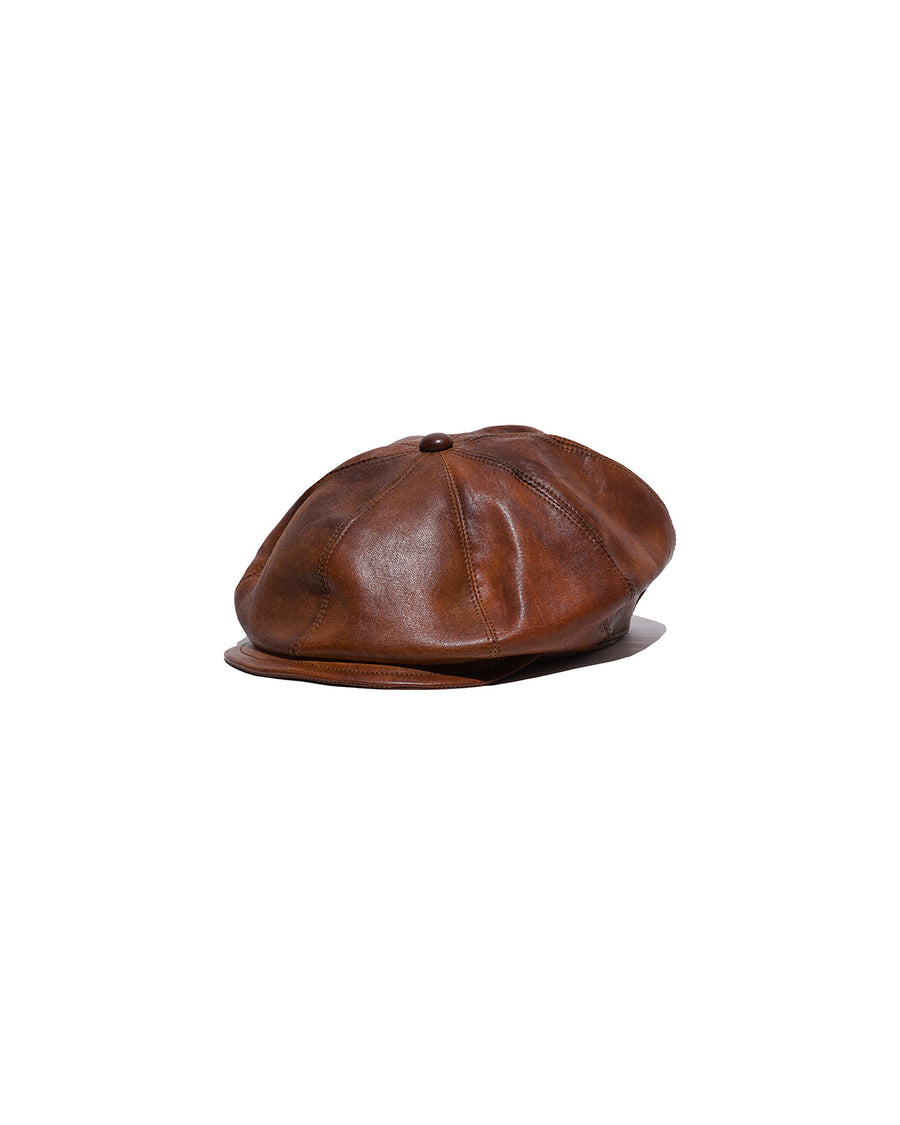 LEATHER PK CAP - Brown