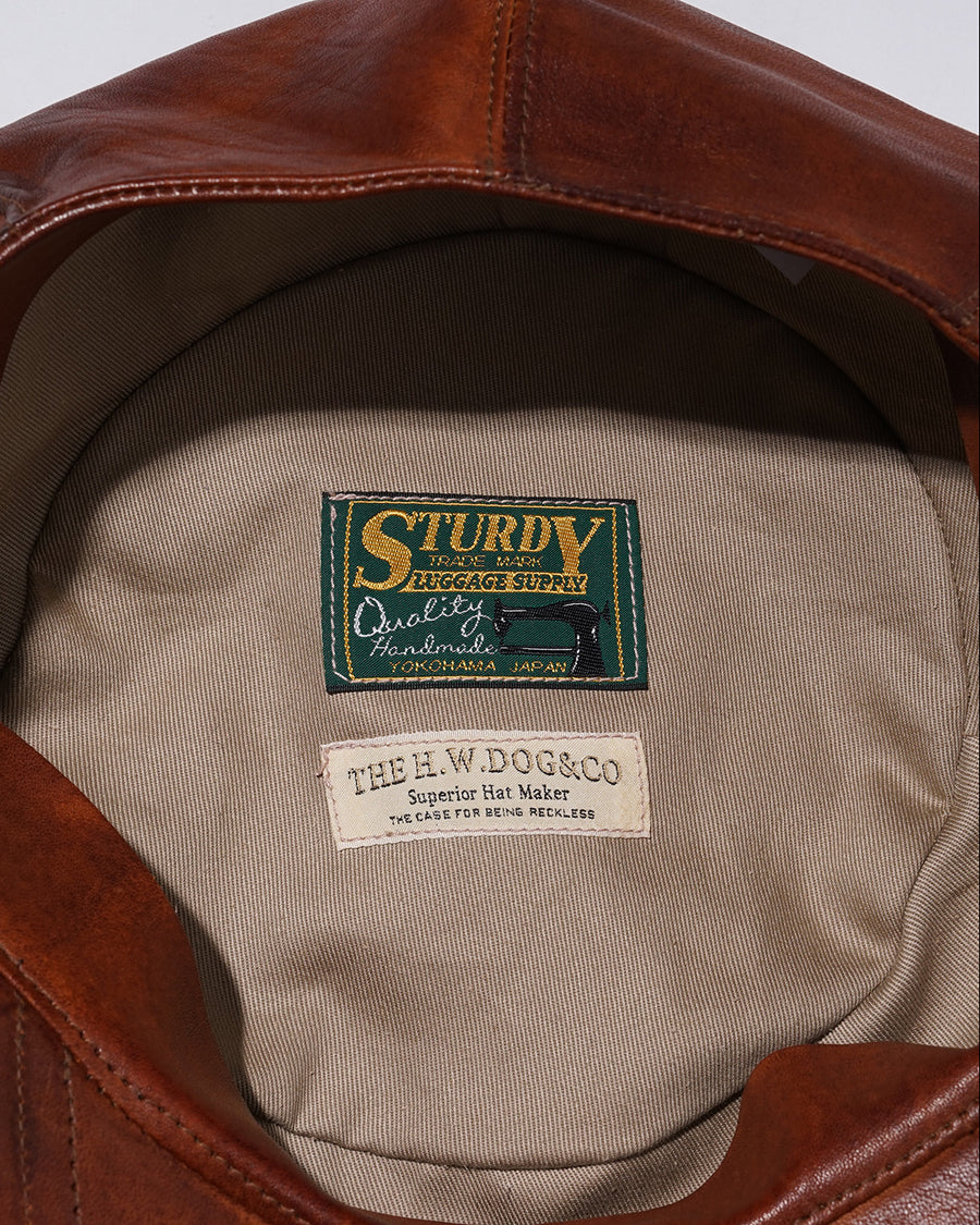 LEATHER PK CAP - Brown