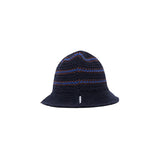 BORDER KNIT HAT - Navy