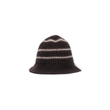 BORDER KNIT HAT - Brown