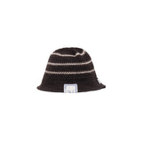 BORDER KNIT HAT - Brown