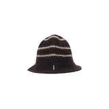 BORDER KNIT HAT - Brown