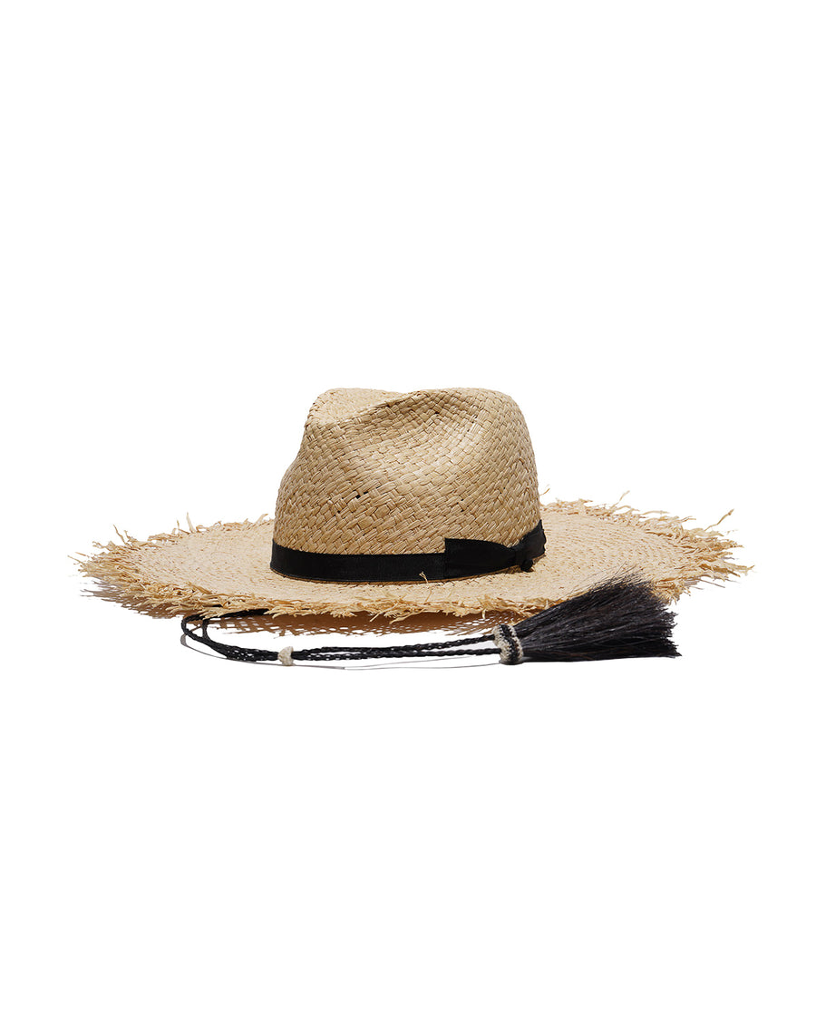 RAW EDGE RAFFIA HAT - Natural