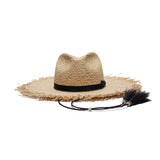 RAW EDGE RAFFIA HAT - Natural