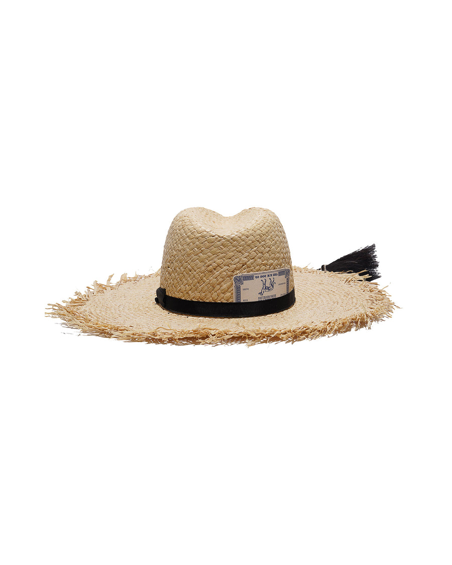RAW EDGE RAFFIA HAT - Natural