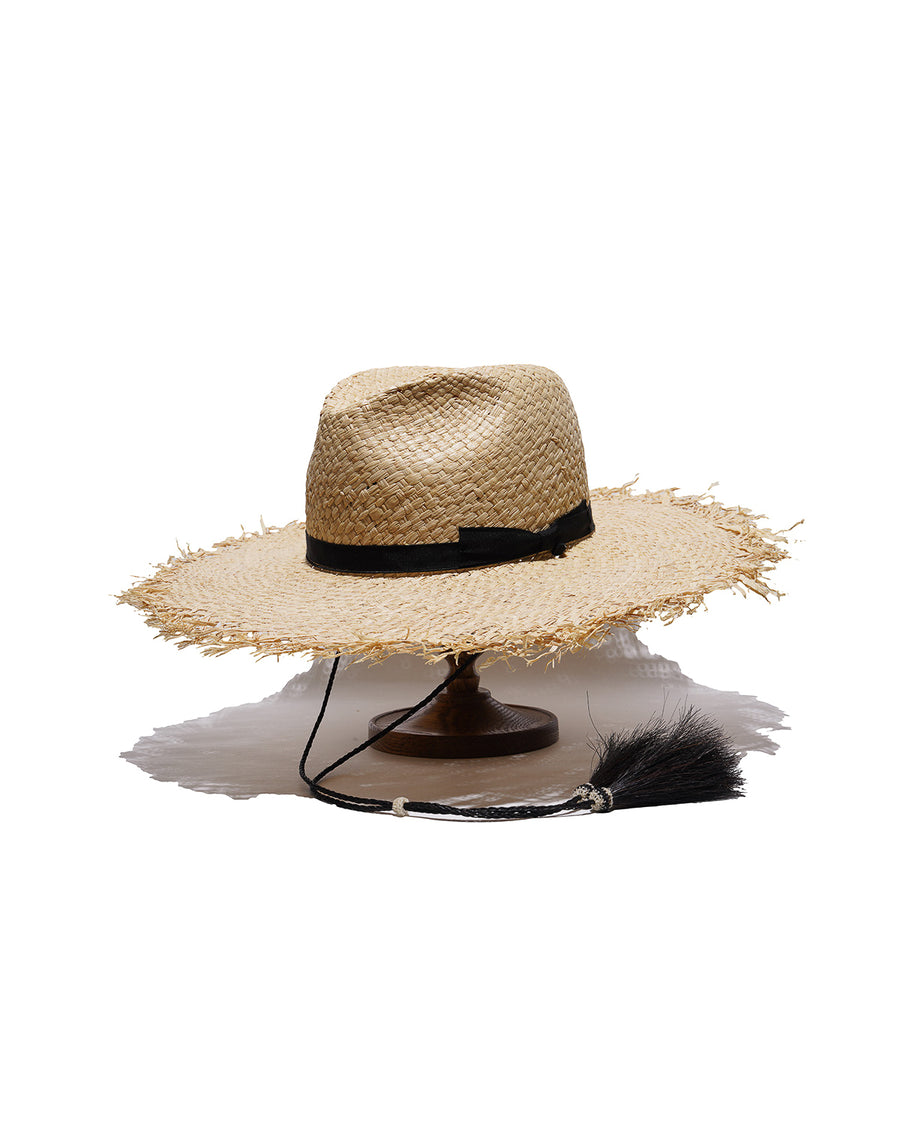RAW EDGE RAFFIA HAT - Natural