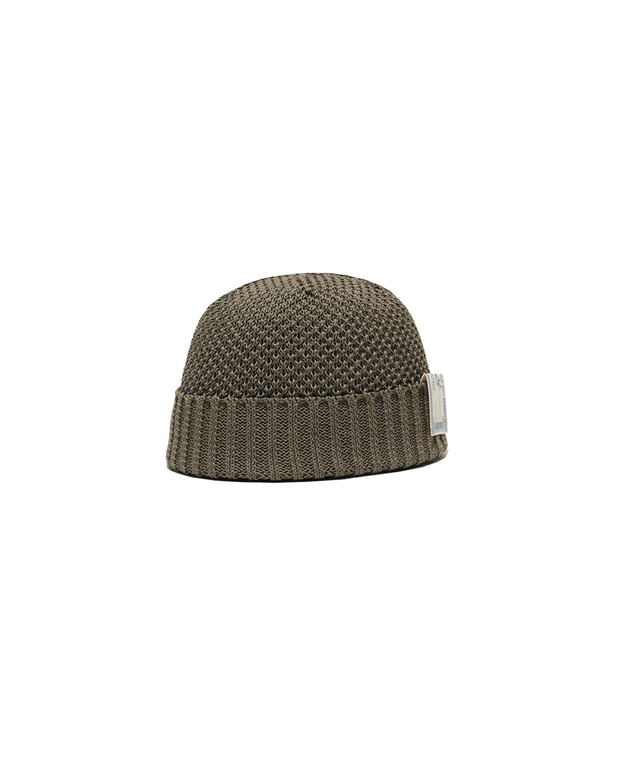 SEED STITCH KNIT CAP - Olive