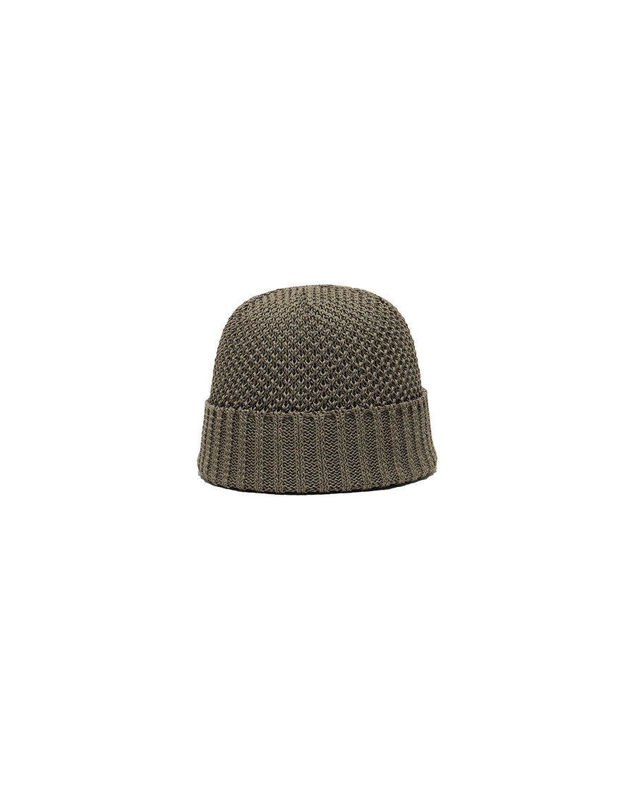 SEED STITCH KNIT CAP - Olive