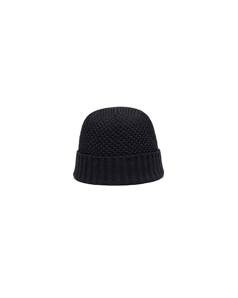 SEED STITCH KNIT CAP - Black