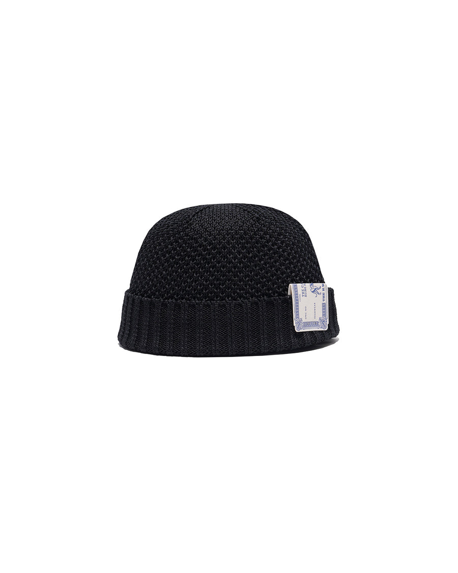 SEED STITCH KNIT CAP - Black