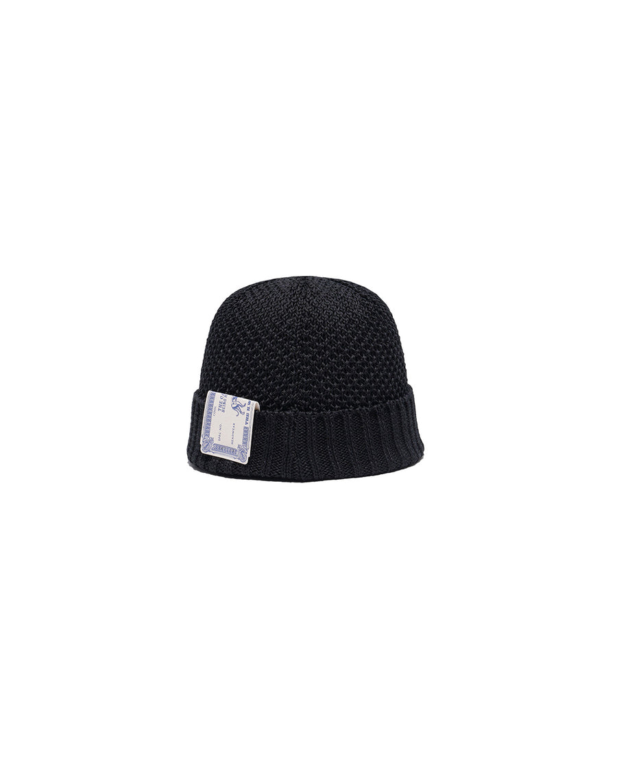 SEED STITCH KNIT CAP - Black