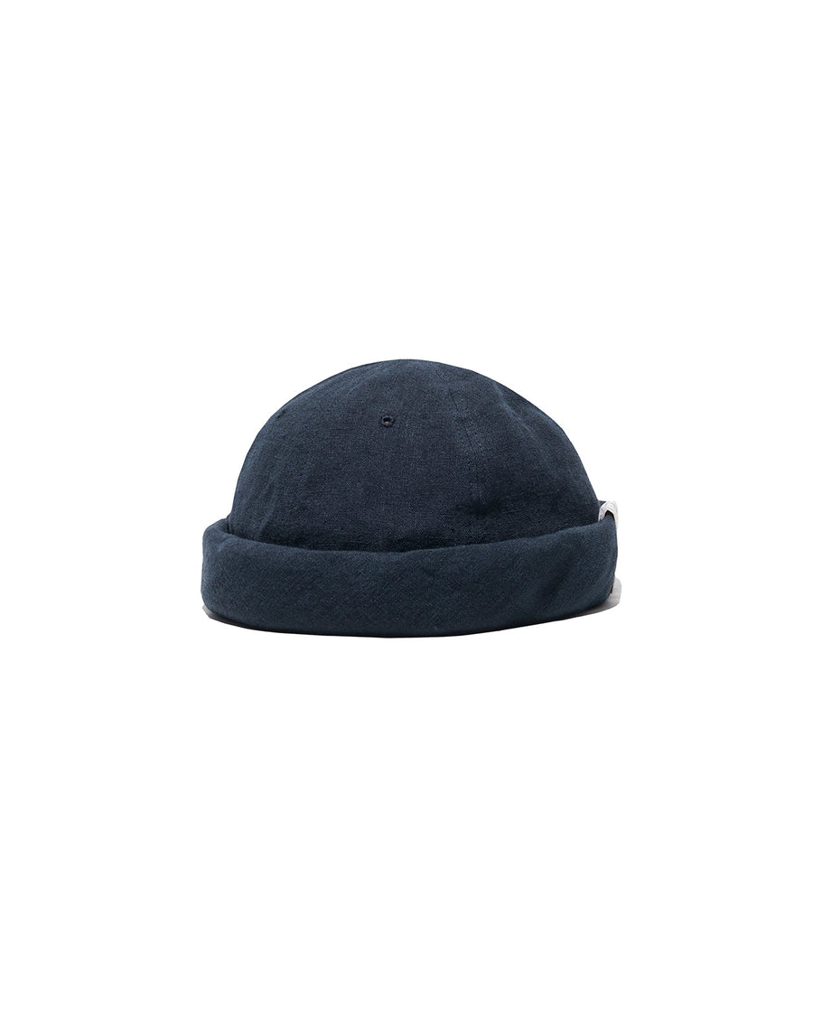 LINEN CANVAS ROLL CAP - Navy