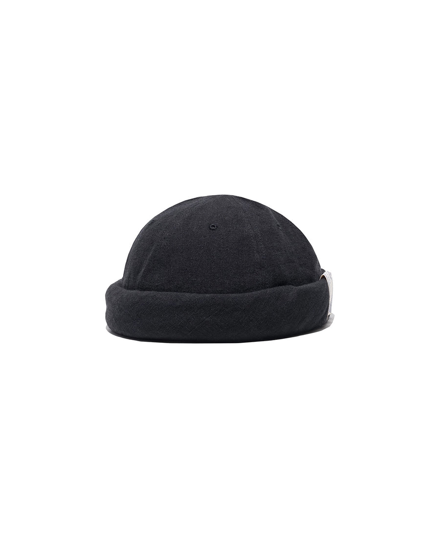LINEN CANVAS ROLL CAP - Black