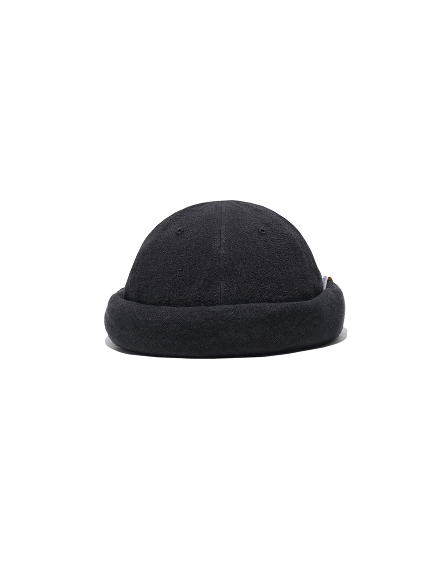 LINEN CANVAS ROLL CAP - Black