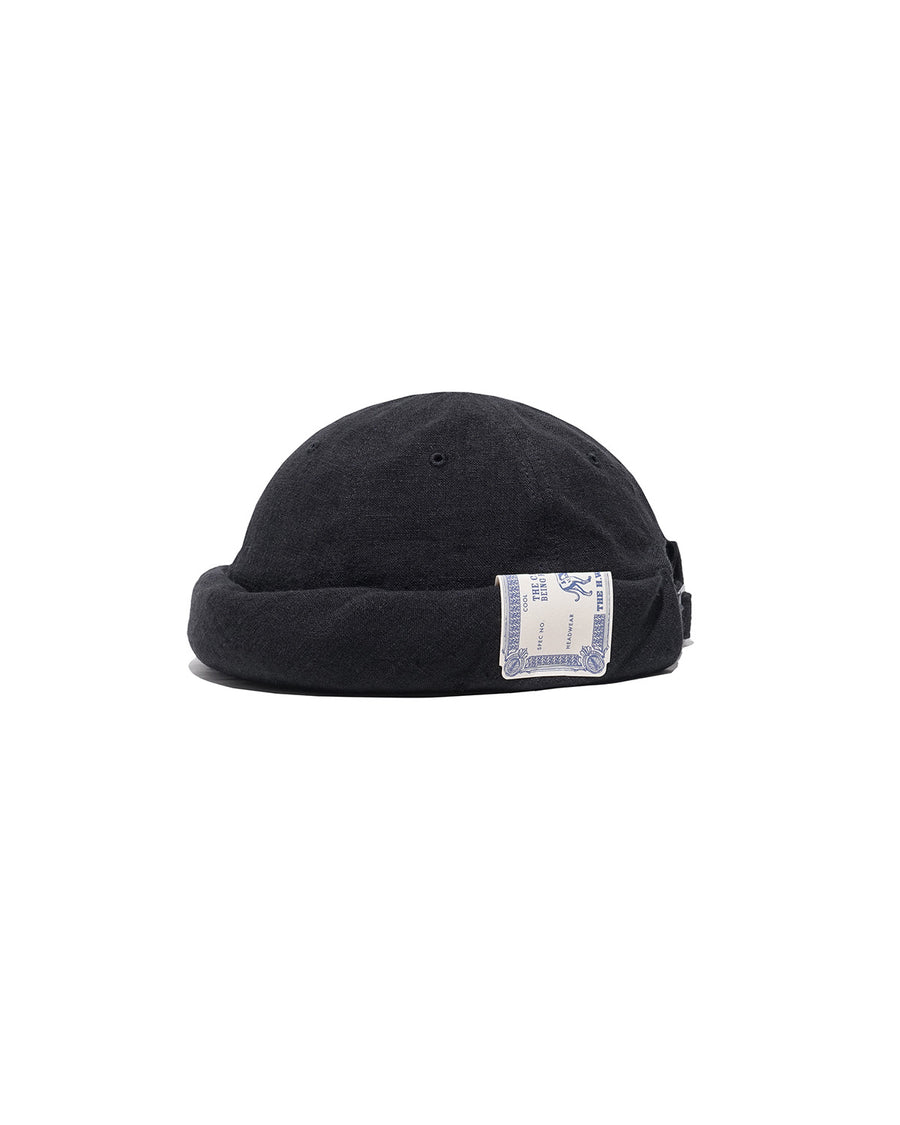 LINEN CANVAS ROLL CAP - Black