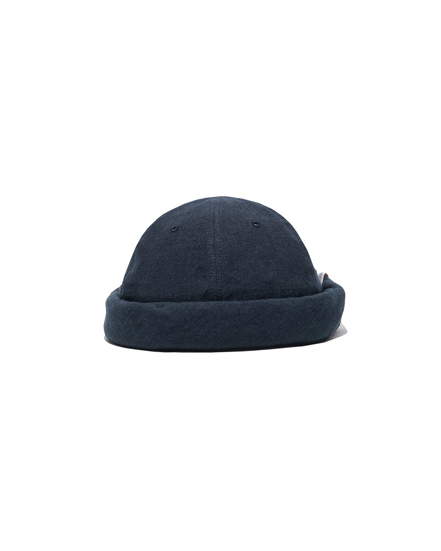 LINEN CANVAS ROLL CAP - Navy