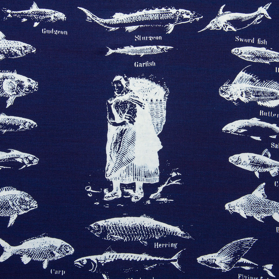 THE H.W.DOG&CO. ORIGINAL BANDANA - Fish (Indigo 1)