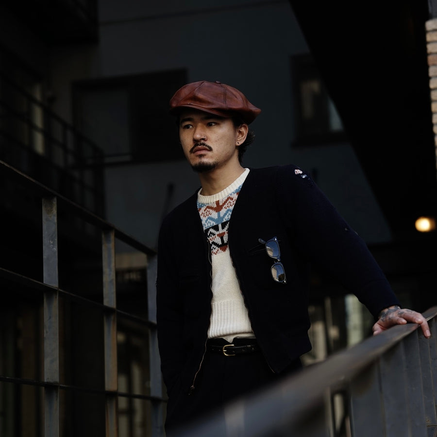 LEATHER PK CAP - Brown