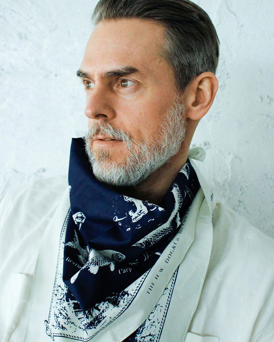THE H.W.DOG&CO. ORIGINAL BANDANA - Fish (Indigo 1)