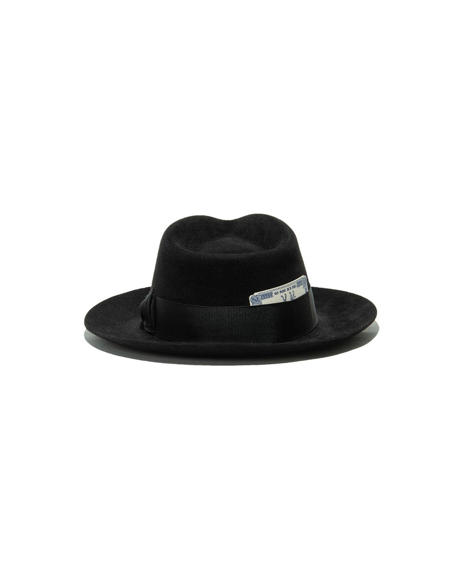 POLKAP RABBIT FUR FELT HAT - Black