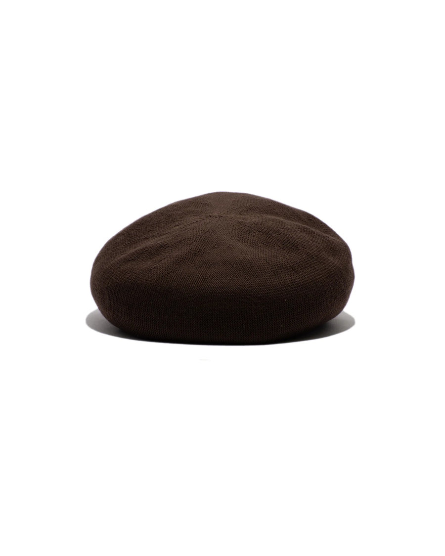 COTTON BIG BERET - Brown