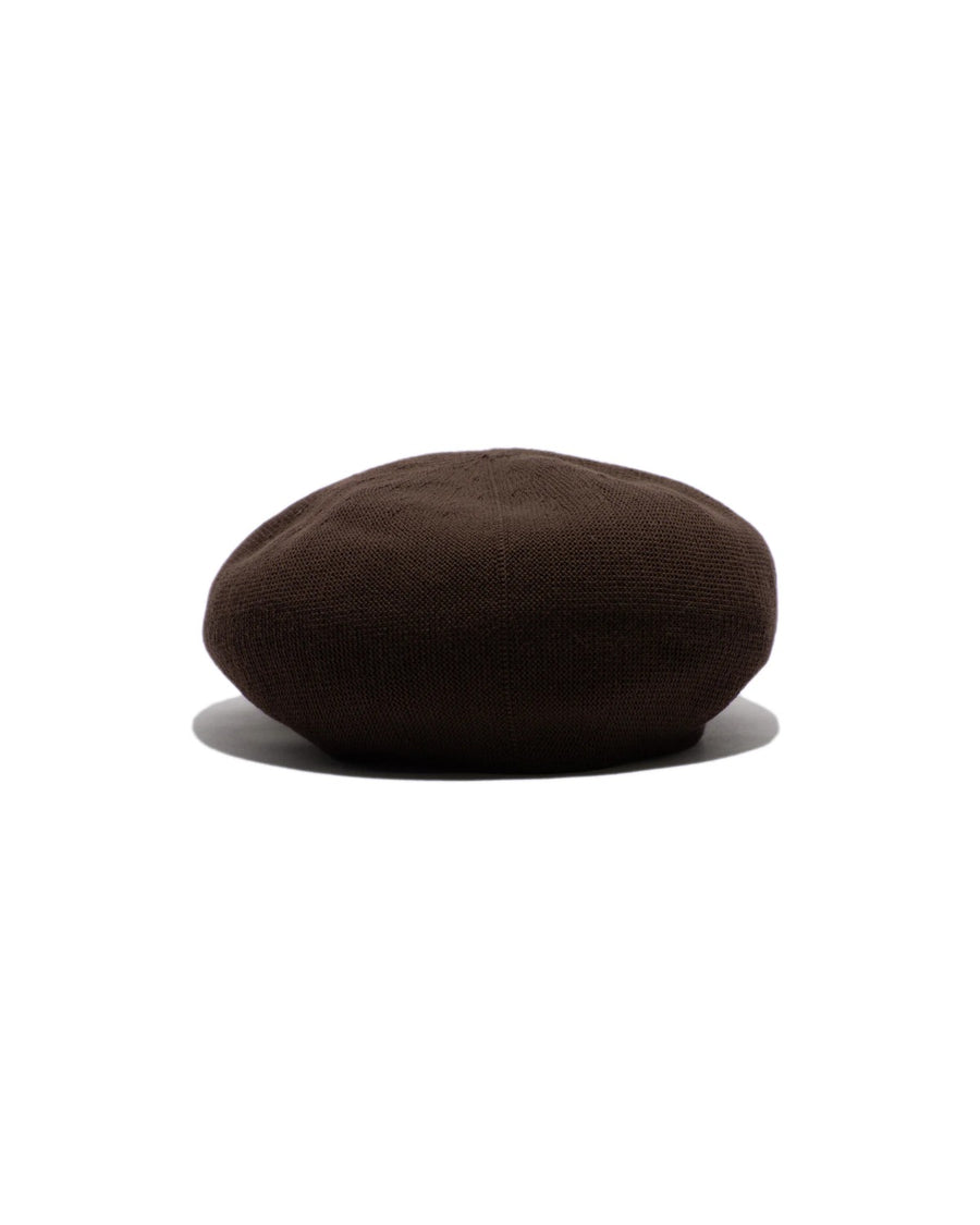 COTTON BIG BERET - Brown